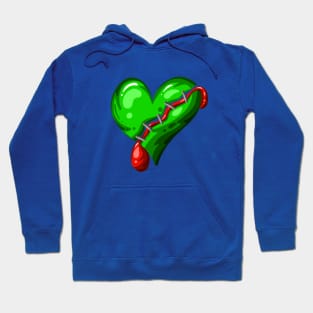 Dead Zombie Heart Cartoon Illustration with Blood and for Valentines Day or Halloween Hoodie